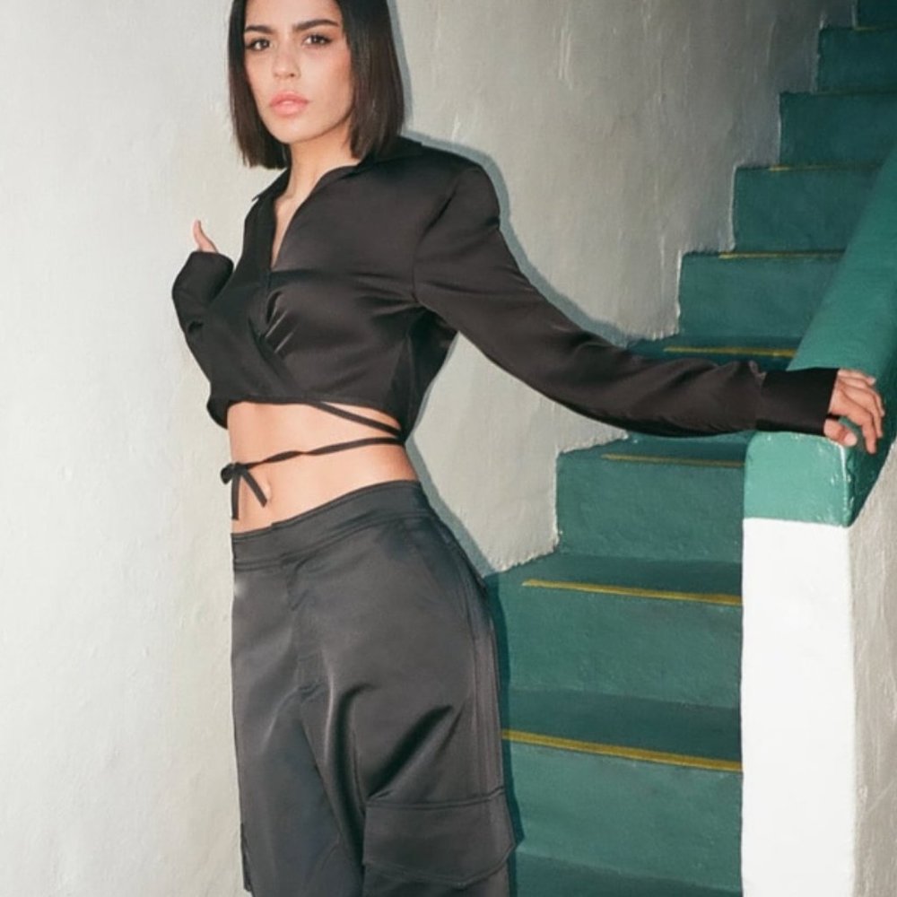 Zara Satin Effect Crop Shirt